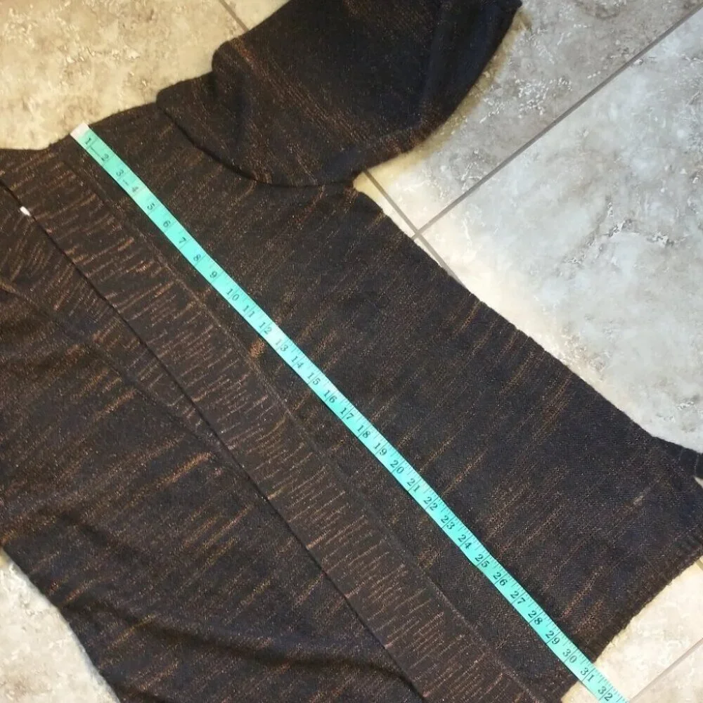 Charter Club Woman Brown and Bronze Belted Sweater Cardigan Duster Size 0X - Picture 11 of 14